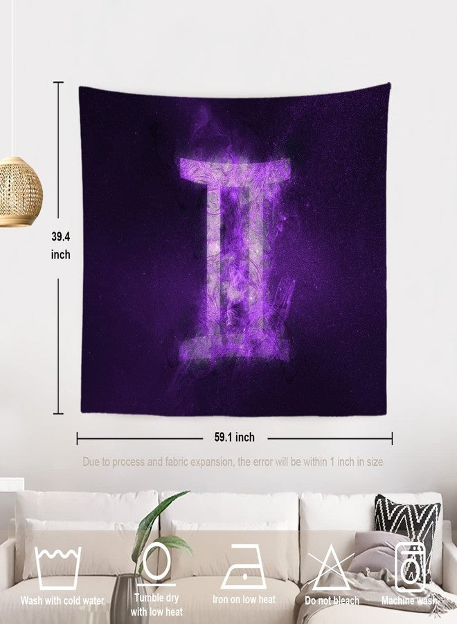 Batmerry Gemini Zodiac Night Sky Tapestry, Gemini Zodiac Symbol Picnic Mat Hippie Trippy Tapestry Wall Art Meditation Decor for Bedroom Living Room Dorm, 39.4 x 59.1 Inches, Blue Violet 1 - Image 4